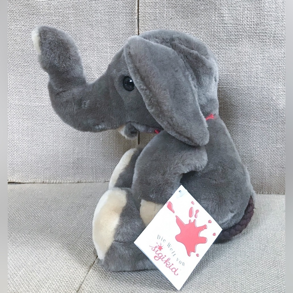 Sigikid Elephant In Red Bow Tie Rope Tail Plush Stuffed Animal Cute Rare Germany - Picture 2 of 7